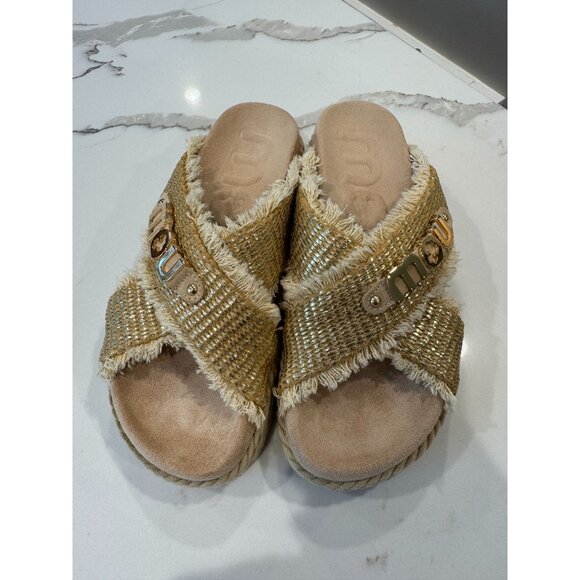 Mou NEW Criss Cross Rope Sandal in Raffia Size 38 - Picture 2 of 9